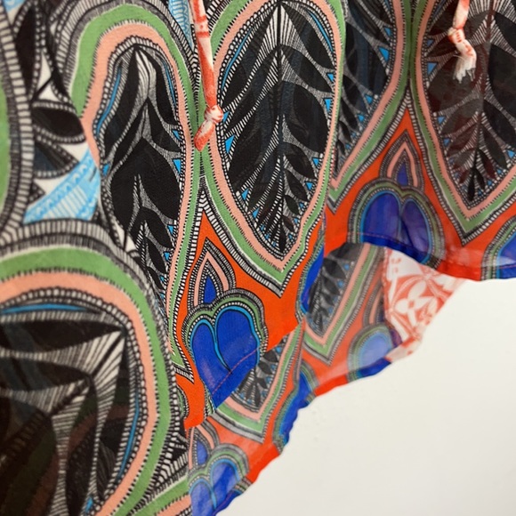 fig & flower-Anthropologie Boho Bright Multicolored Mixed Media Blouse Size Med - Picture 5 of 12